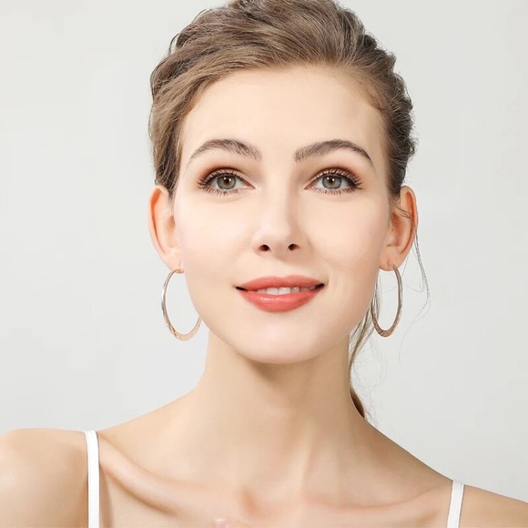 925 Sterling Silver 40mmRound Circle Hoop Earrings For Women - Picture 3 of 6